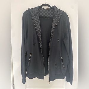 Authentic LOUIS VUITTON Men’s Graphite Damier Zip-up hoodie SIZE XL!!!!